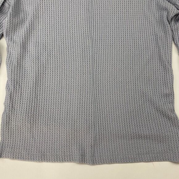 American Eagle Gray/Blue Waffle Knit Split Hem Blouse Dolman Sleeve L/S Sz XS - Picture 11 of 13
